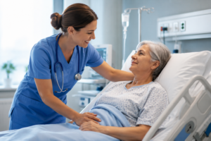 healthcare staffing agency USA nurse assisting patient