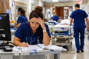 Nurse burnout in rural hospitals overwhelmed healthcare staff in small medical facility