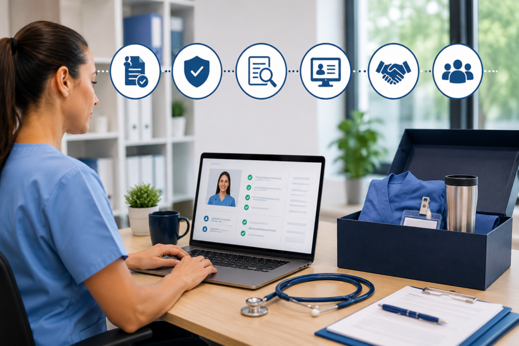 Travel Clinician Onboarding process for healthcare staffing agencies in the USA