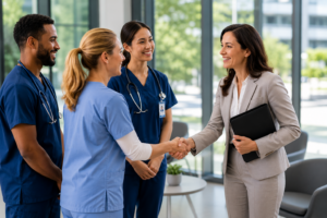 healthcare staffing Winston-Salem recruiter meeting healthcare professionals