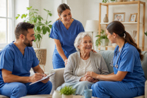 Home Healthcare Staffing team supporting elderly patient care at home